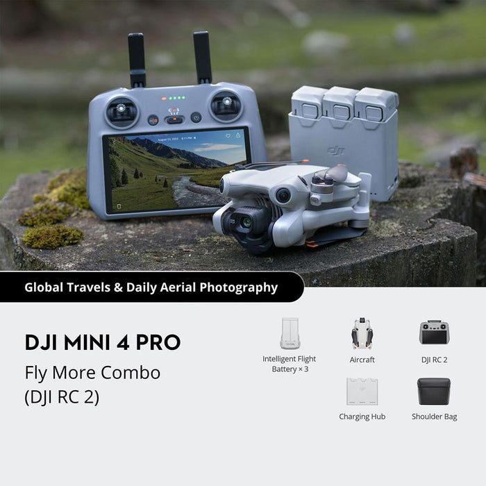 DJI Mini 4 Pro 4K HDR Drone Fly More Combo with RC 2 Remote Kit - Open Box