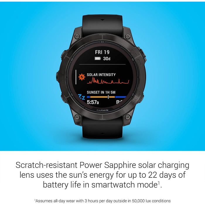 Garmin fenix 7 Pro Sapphire Solar, GPS Smartwatch, Built-in Flashlight (Black)