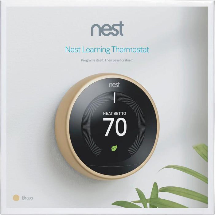 Google Nest Learning Thermostat 3rd Gen Smart Thermostat (Brass), T3032US - Open Box