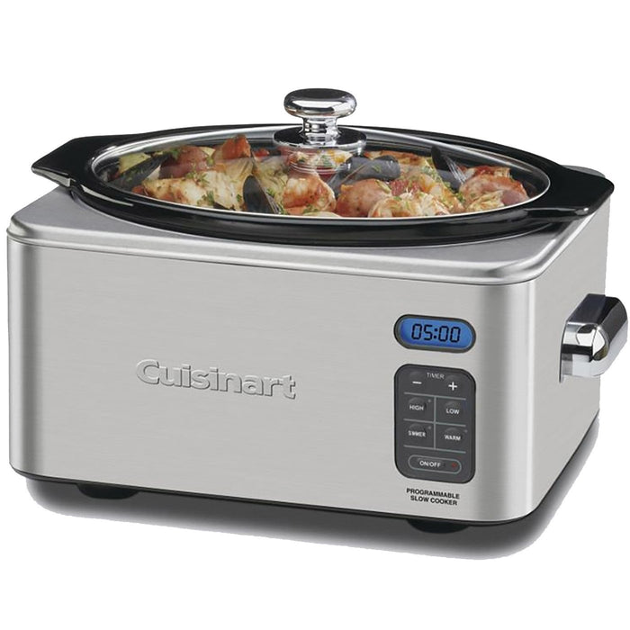 Cuisinart PSC-625 Stainless Steel 6-1/2-Quart Programmable Slow Cooker Factory Refurbished