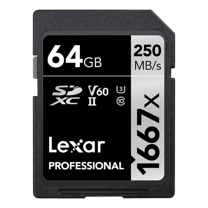Lexar Professional 1667x 64GB SDXC UHS-II Memory Card 2-Pack + USB-C Dual-Slot Reader