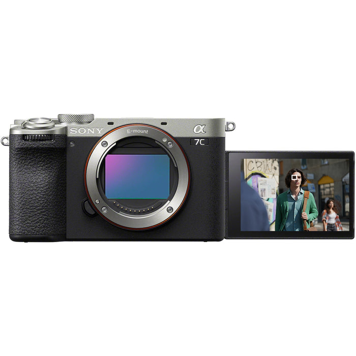 Sony a7C II Full Frame Mirrorless Camera Body Silver + Bag & Essentials Kit Bundle
