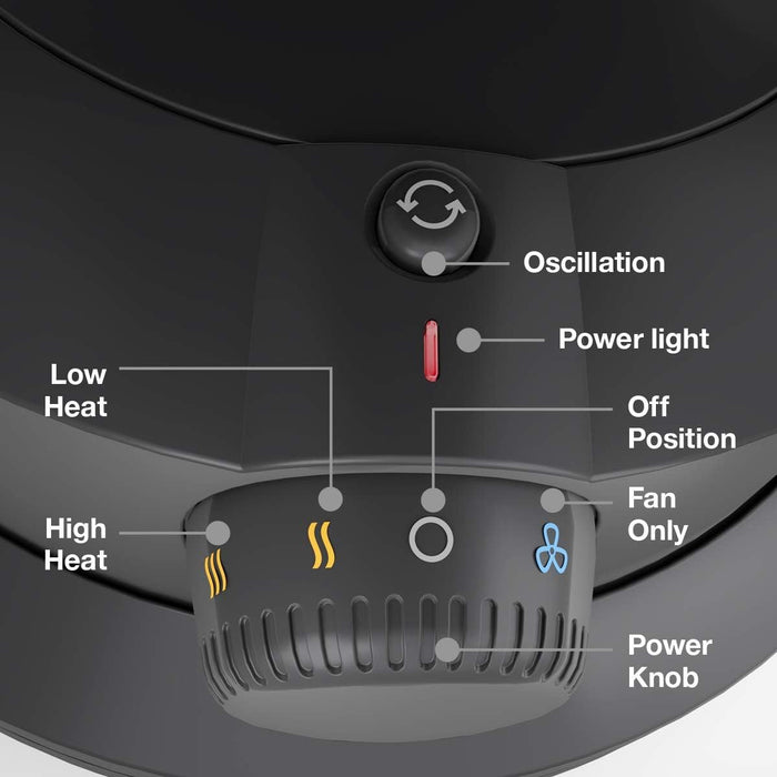 Honeywell TurboForce Heater Fan with Pivoting Head, Black