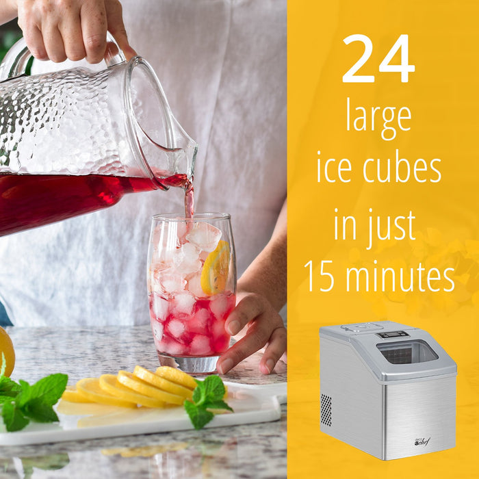 Deco Chef Countertop Portable Ice Maker for Home or Office, 40 lb/Day, Stainless Steel