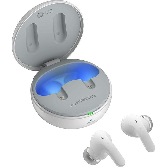 LG TONE Free T60Q True Wireless Bluetooth Earbuds with UVnano Charging Case, White