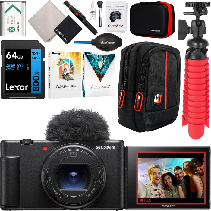 Sony ZV-1 II Vlog Camera with 4K Video for Content Creators and Vloggers Black Bundle