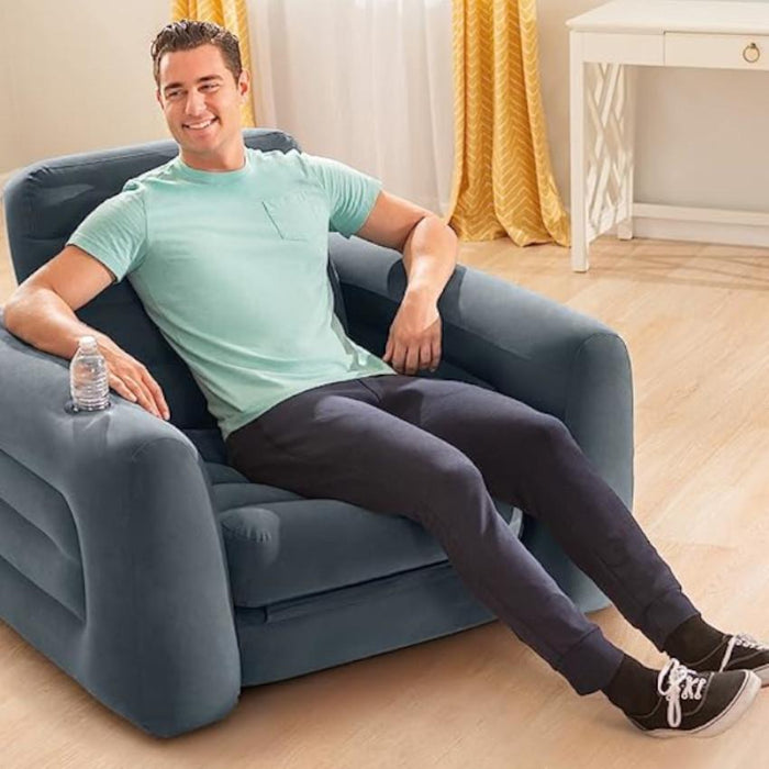 Intex 66551EP Inflatable Pull-Out Sofa Chair: Built-in Cupholder - Open Box