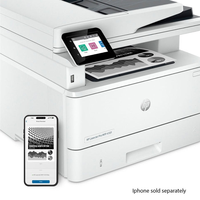 Hewlett Packard LaserJet Pro MFP 4101fdw Wireless Black & White Printer with Fax, Factory Refurb