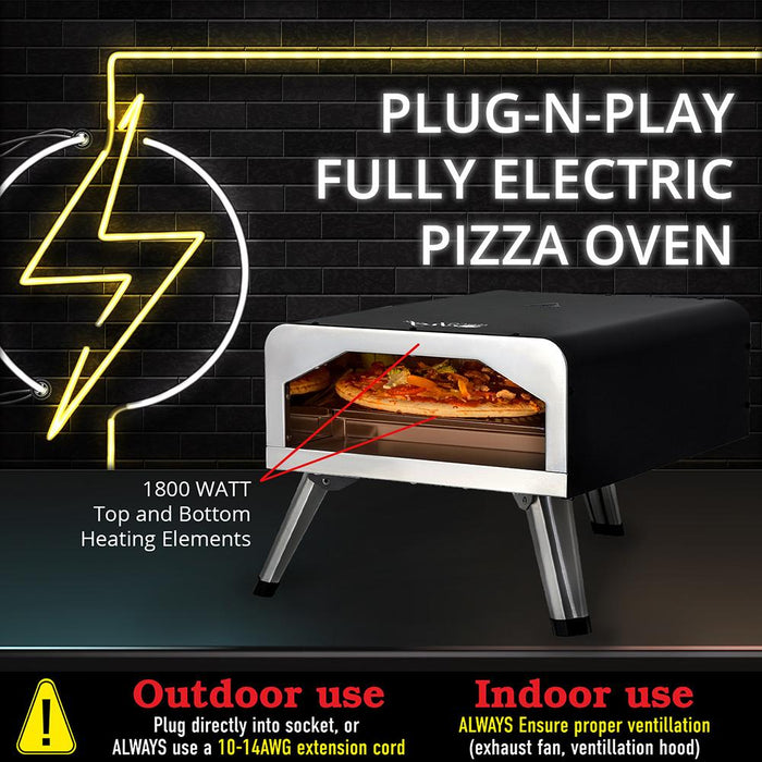 Deco Chef Electric Pizza Oven with 12" 2-in-1 Pizza Stone and Grill - Open Box