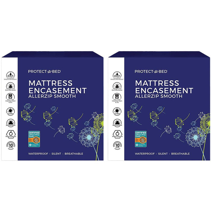 Protect-A-Bed AllerZip Smooth Waterproof Mattress Protector, Full (2-Pack)