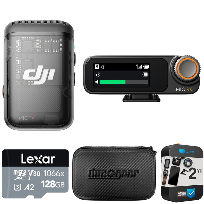 DJI Mic 2 (1 TX + 1 RX), Wireless Microphone w/ Intelligent Noise Cancelling Bundle