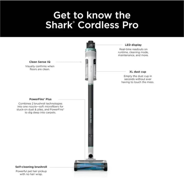 Shark IZ540H Cordless Pro Stick Vacuum with Clean Sense IQ Technology - Refurbished
