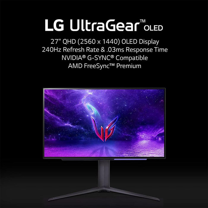 LG 27GR95QE-B UltraGear OLED 27" Gaming Monitor QHD w/ 3 Year Warranty Bundle