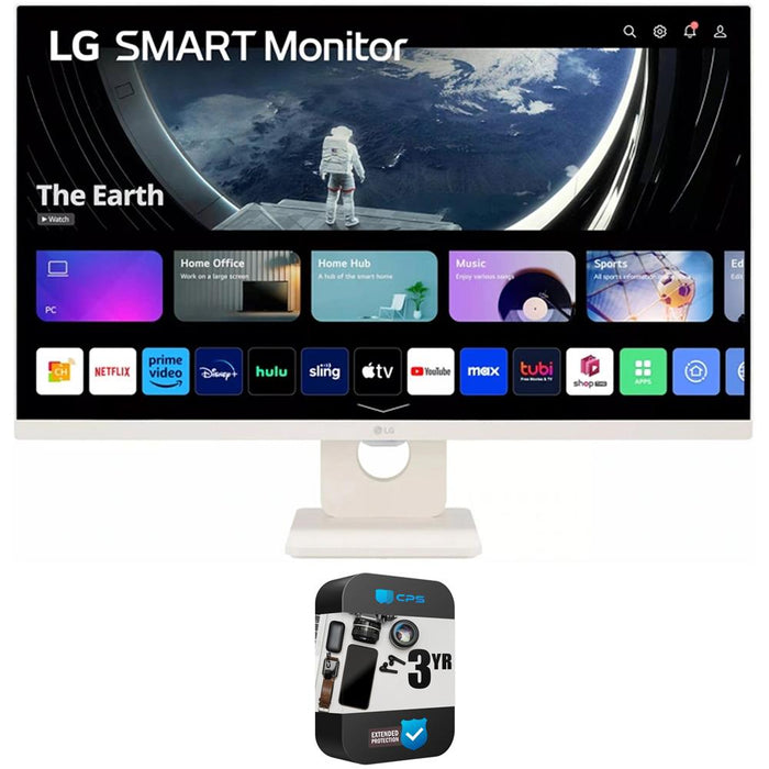LG 27SR50F-W 27" FHD IPS Smart Monitor with webOS w/ 3 Year Warranty Bundle