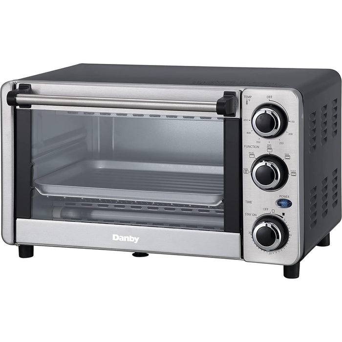DANBY 4 Slice Countertop Toaster Oven, Stainless Steel