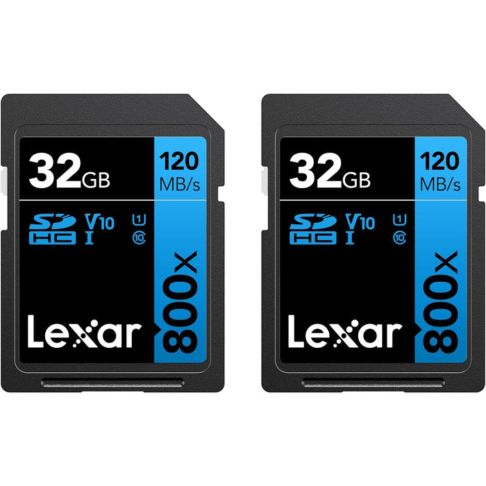 Lexar High-Performance 800x 32GB SDHC UHS-I Memory Card (2-Pack)