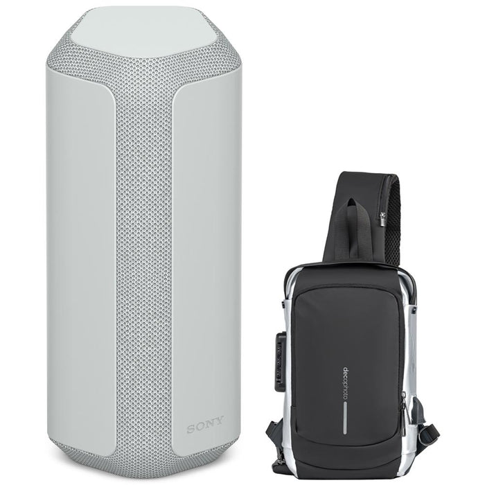 Sony Portable Wireless Speaker, Light Gray Bundles with Deco Sling Bag (Renewed)