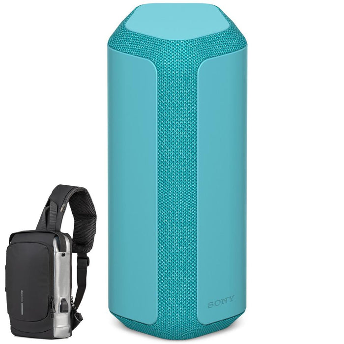Sony SRSXE300 Portable Bluetooth Speaker, Blue + Deco Essential Sling Backpack