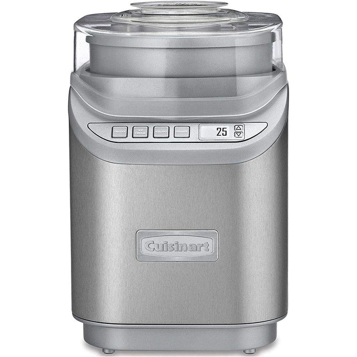 Cuisinart 2QT Ice Cream Maker with LCD Screen Steel Renewed with 2 Year Warranty