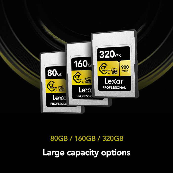Lexar 160GB CFexpress Type A Pro Gold R900/W800 Memory Card + Card Reader