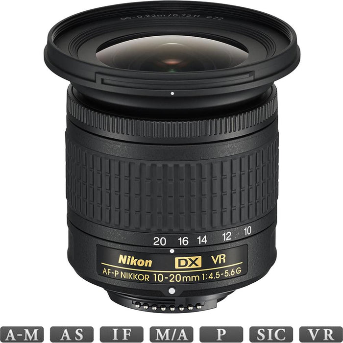 Nikon AF-P DX NIKKOR 10-20mm f/4.5-5.6G VR Lens with 7 Year Warranty