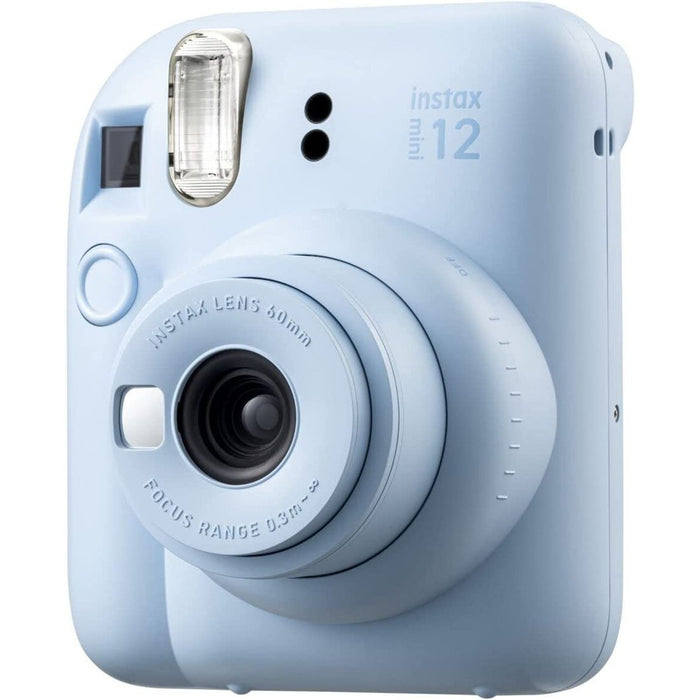 Fujifilm Instax Mini 12 Instant Camera, Pastel Blue with Holiday Photo Bundle - Open Box