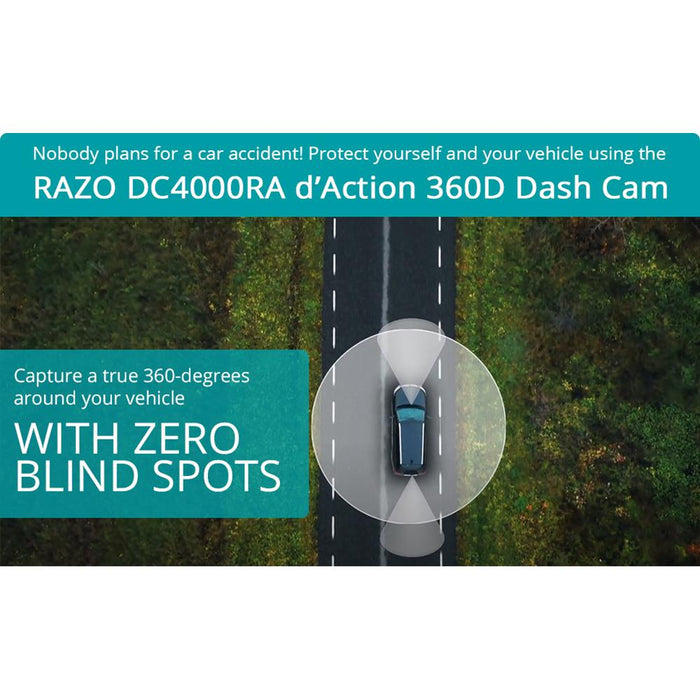 Razo d'Action 360D 3Ch 360 Degree Dash Cam: FHD Dash Camera w/ Built-in GPS, Open Box