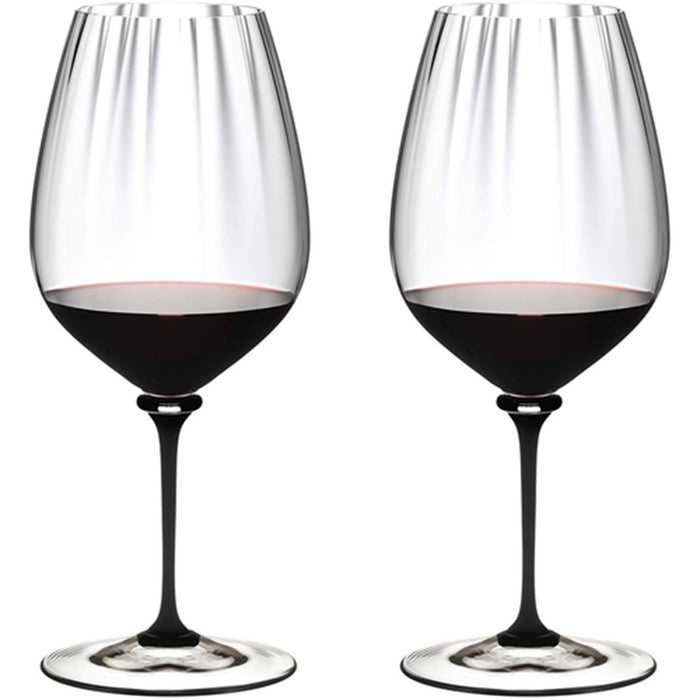 Riedel 4884/0D Fatto A Mano Performance Cabernet Glass, Black Stem (Set of Two)