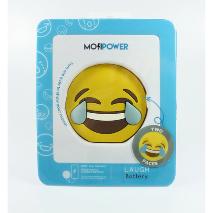 MojiPower Soft Touch External Battery 2600 mAh For iOS & Android Devices Laugh Double Face