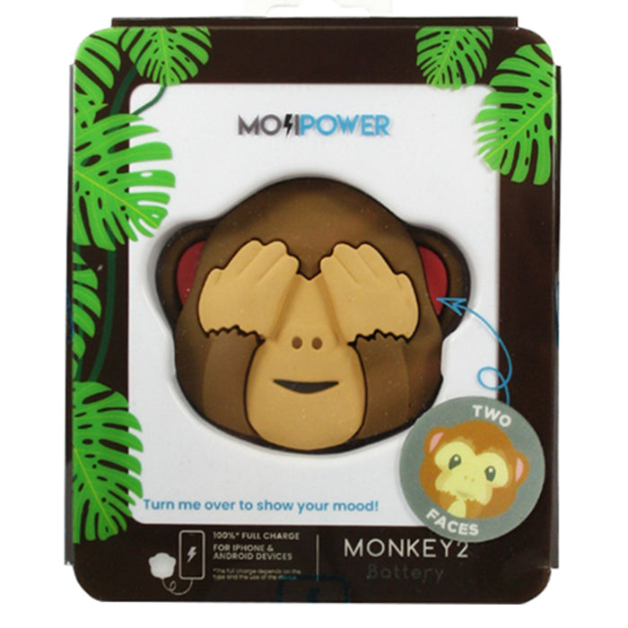 MojiPower Soft Touch External Battery 2600 mAh iOS & Android Devices Monkey Double Face