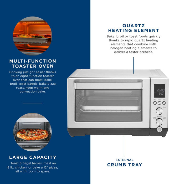 GE Quartz Convection Toaster Oven, Stainless Steel (Refurbished)