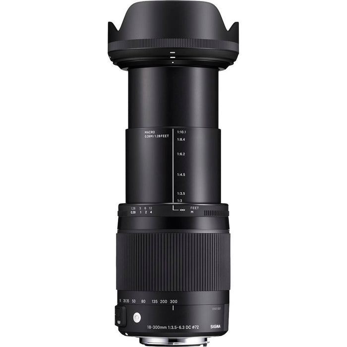 Sigma 18-300mm F3.5-6.3 DC Macro OS HSM Lens (Contemporary)for Nikon DX Cameras Bundle
