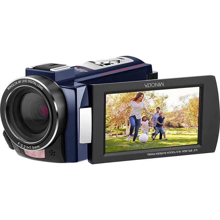 Minolta MN4K25NV 4K Ultra HD 30 MP Night Vision Camcorder (Blue) - Open Box