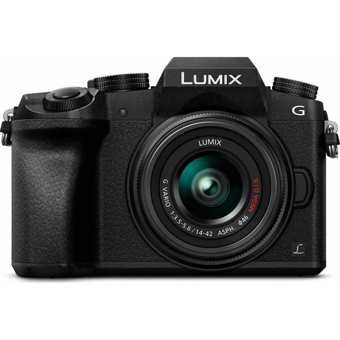 Panasonic LUMIX G7 4K UHD DSLM Camera with 14-42mm Lens Black + 64GB Dual Bundle