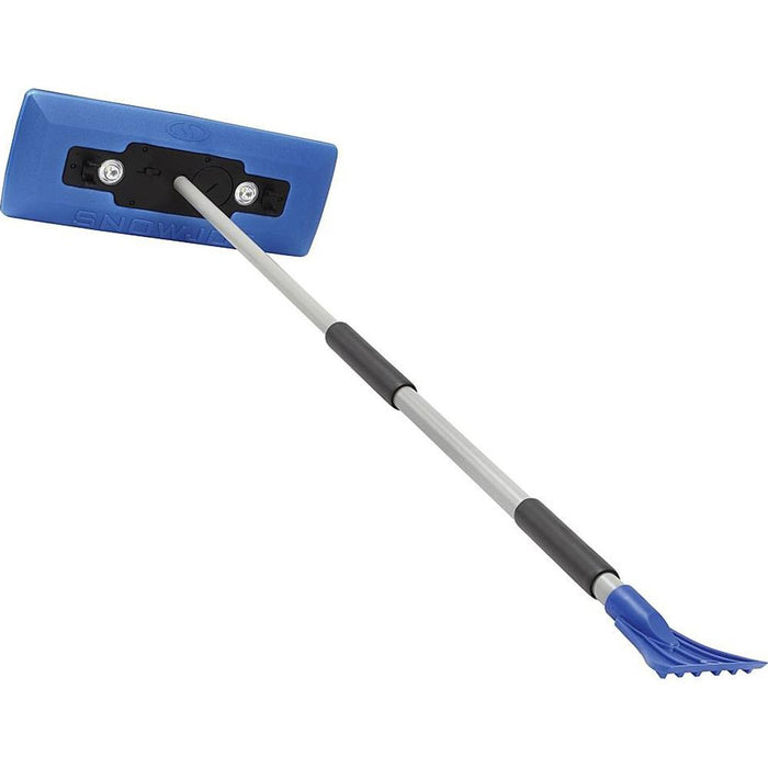 Snow Joe Compact 4-in-1 Telescoping Snow Broom with Ice Scraper and LED Light, Blue