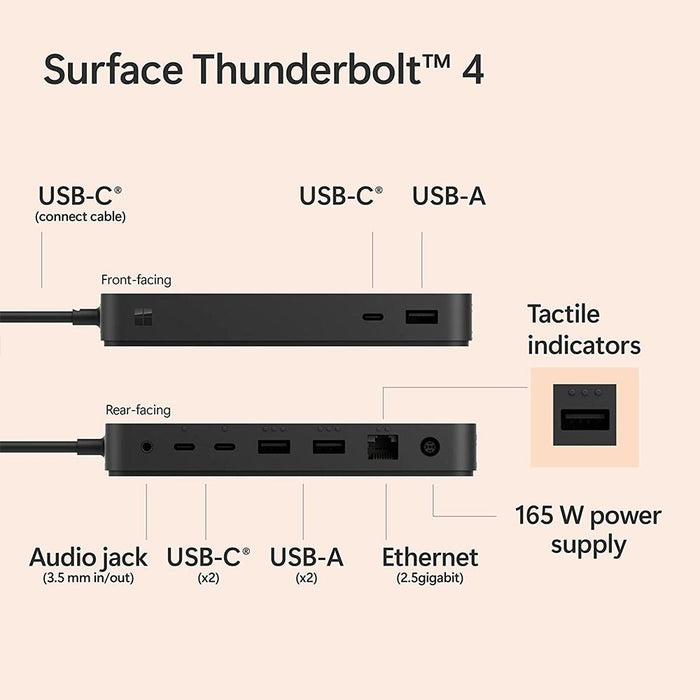 Microsoft Surface Thunderbolt Dock, Docking Station with 2 Year Warranty Bundle