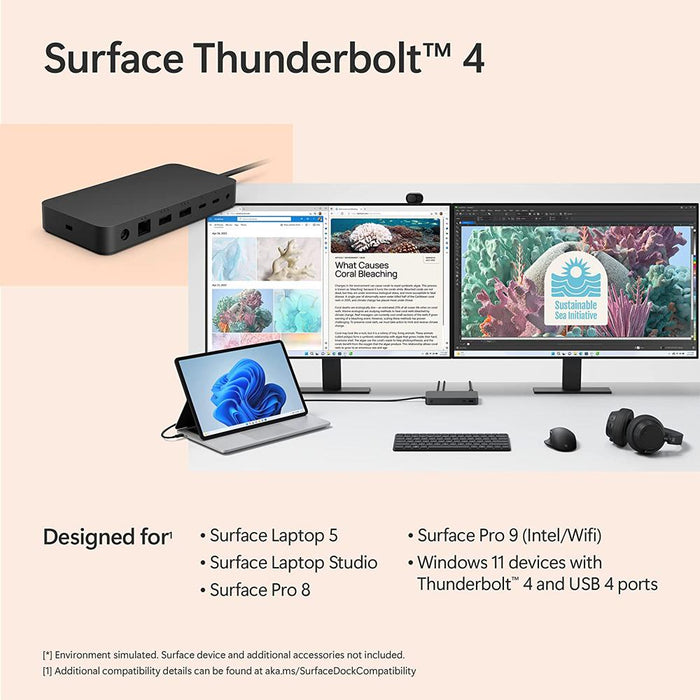 Microsoft Surface Thunderbolt Dock High-Speed Docking Station w/ Accessories Bundle