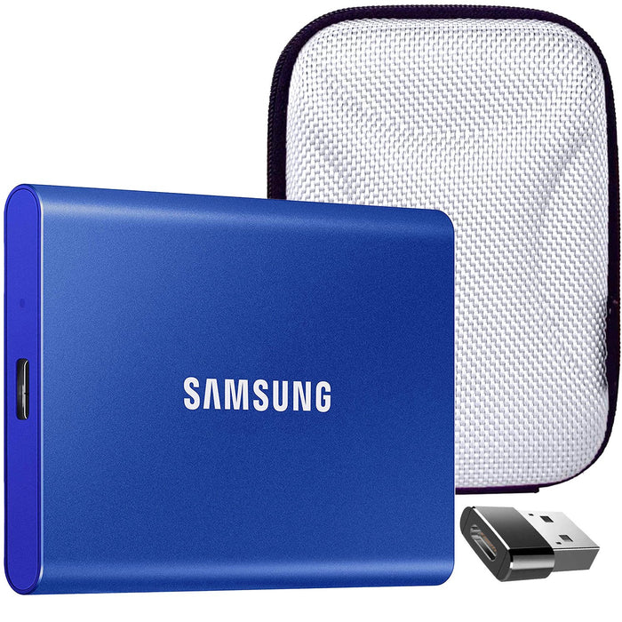 Samsung 2TB Portable SSD T7 USB 3.2; Blue; MU-PC2T0H/AM w/ Accessory Bundle