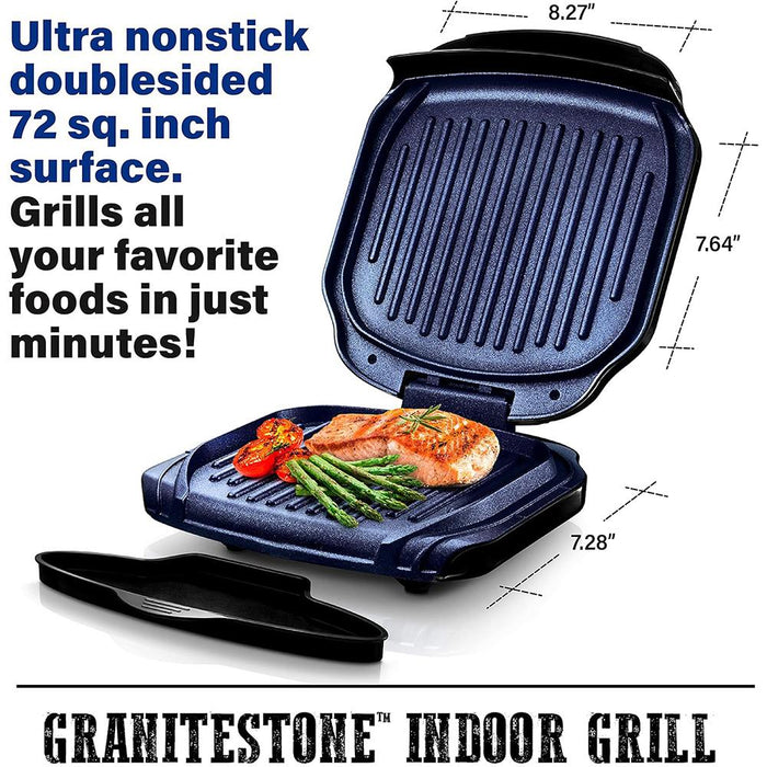 Granitestone Low Fat Multipurpose Sandwich Grill with Nonstick Copper Coating Blue - Open Box