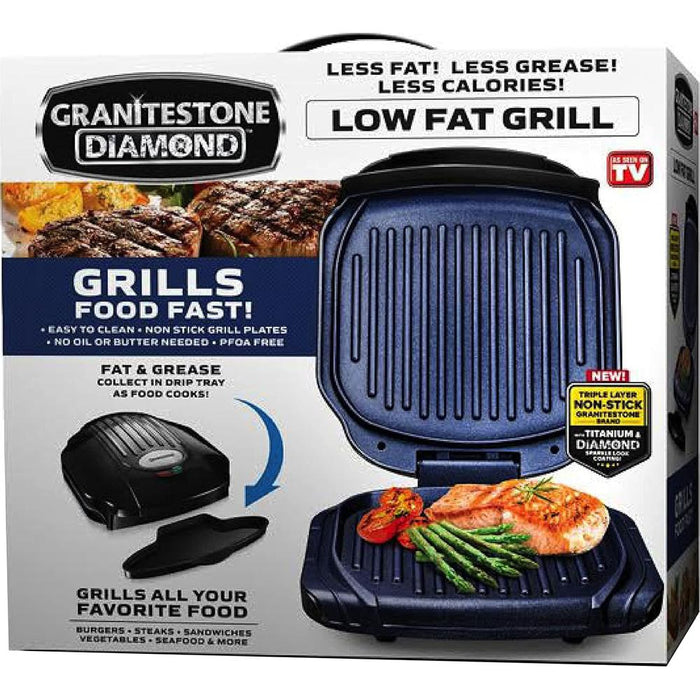 Granitestone Low Fat Multipurpose Sandwich Grill with Nonstick Copper Coating Blue - Open Box