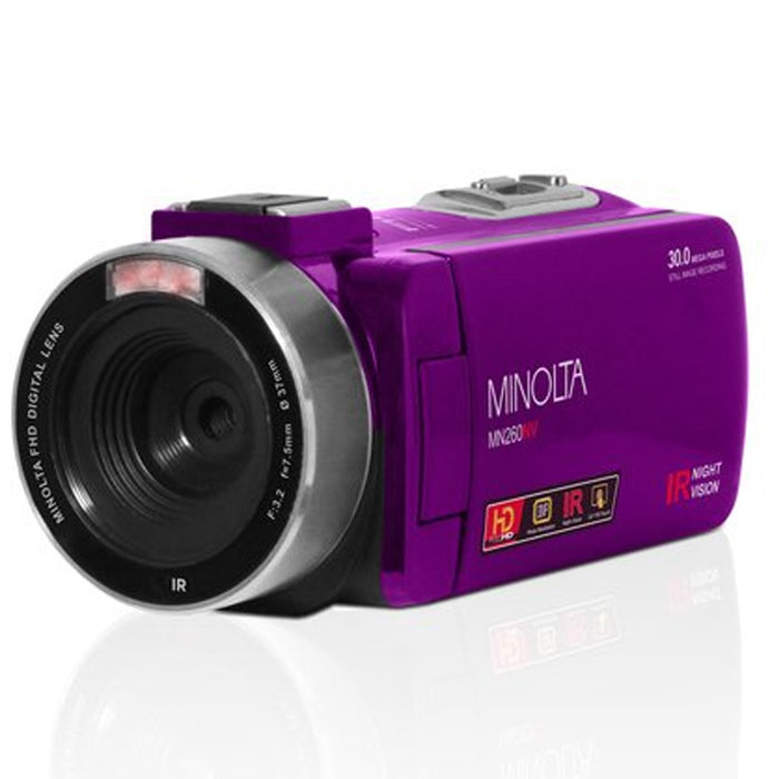 Minolta MN260NV 1080P FHD / 30 MP Night Vision Camcorder, Purple
