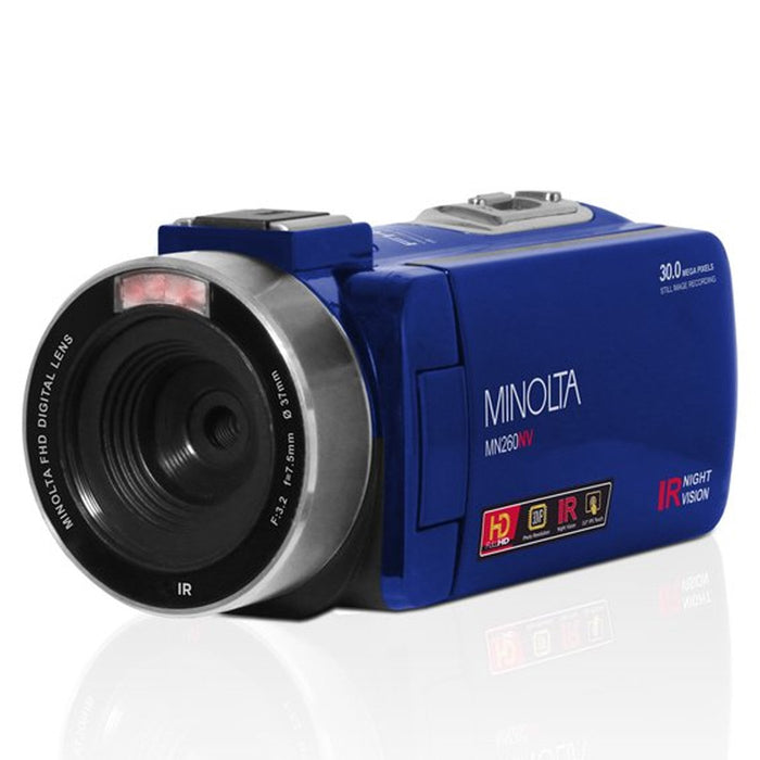Minolta MN260NV 1080P FHD / 30 MP Night Vision Camcorder, Blue