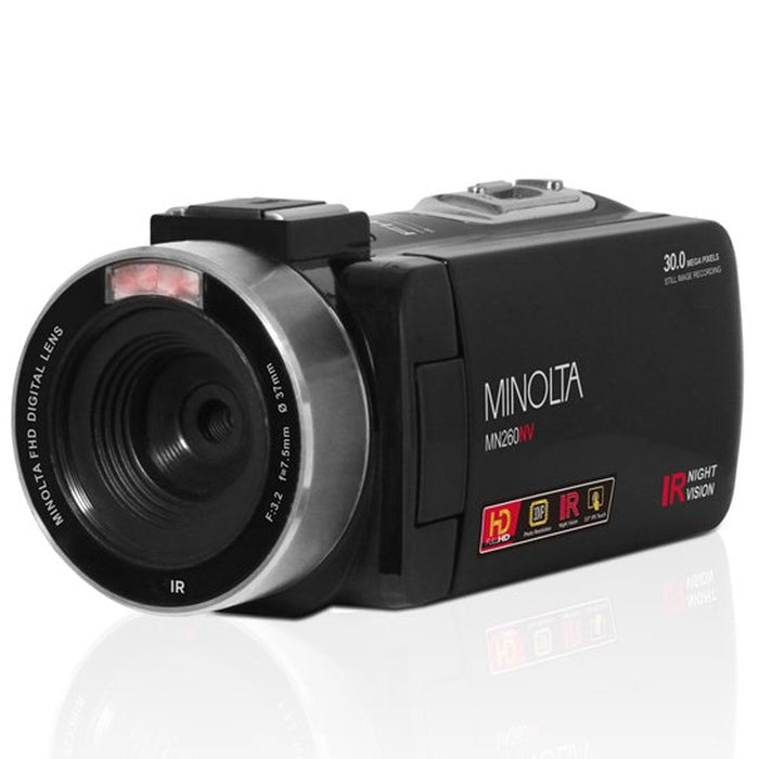 Minolta MN260NV 1080P FHD / 30 MP Night Vision Camcorder, Black