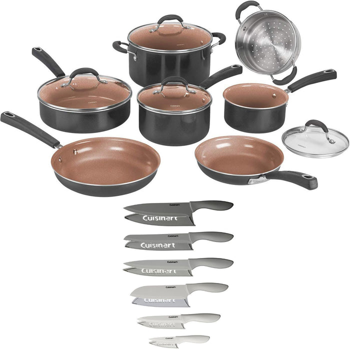 Cuisinart 54CCP-11BK 11pc Ceramica XT Non-Stick Cookware Set w/ Cuisinart 12pc Knife Set
