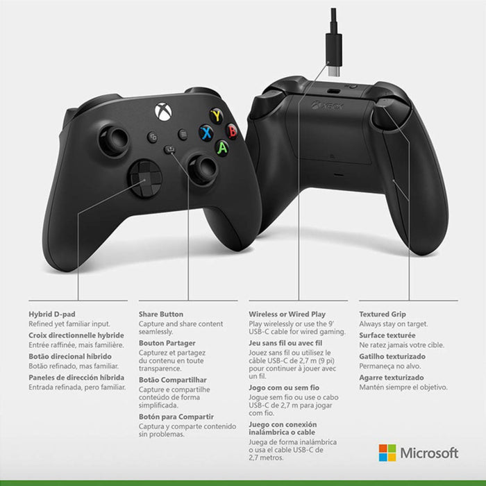 Microsoft Xbox Wireless Controller w/ USB-C Cable for PC, Carbon Black, 1V8-00001 (2-Pack)